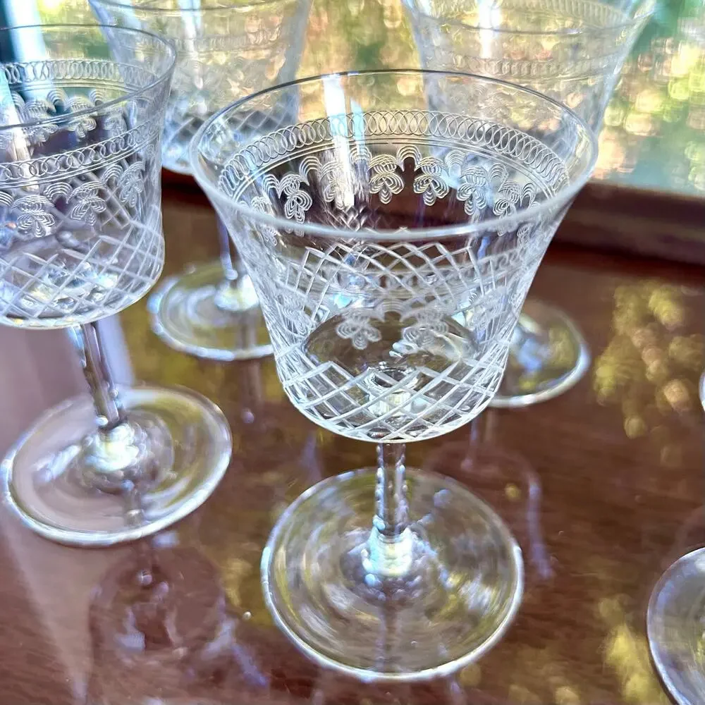 Vintage Pall Mall Lady Hamilton Crystal Liqueur Glasses Set of 6
